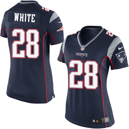 Women's Limited James White Nike Jersey Navy Blue Home - #28 NFL New England Patriots